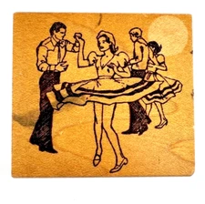 Vintage Graphic Be Bop Swing Tango Rumba Dancing Rubber Stamp 6682C