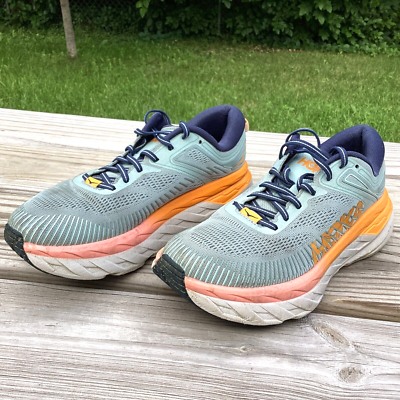 Hoka One One Bondi 7 Women's Sneakers Size 9 Blue Teal Orange