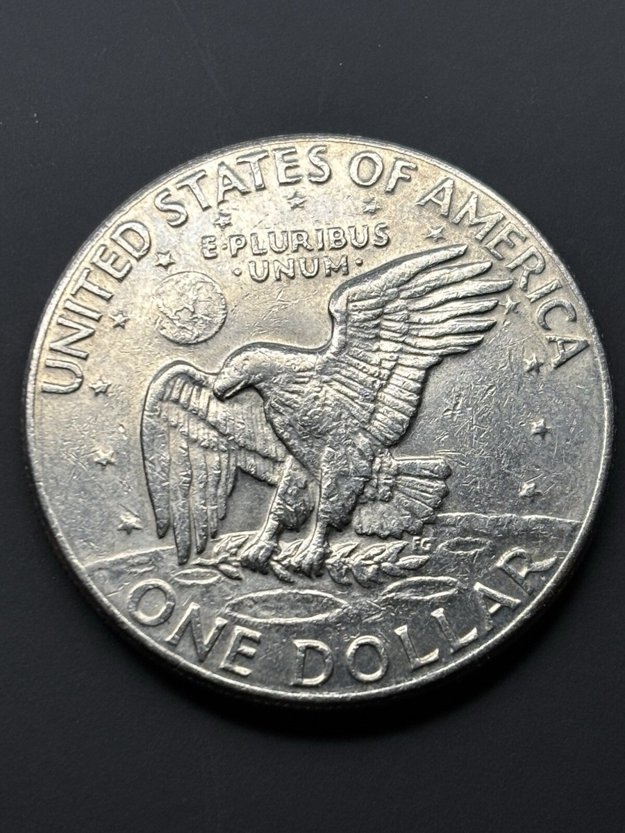 1977-D EISENHOWER $1 DOLLAR COIN ERROR: FILLED MINT MARK/DIE CHIP