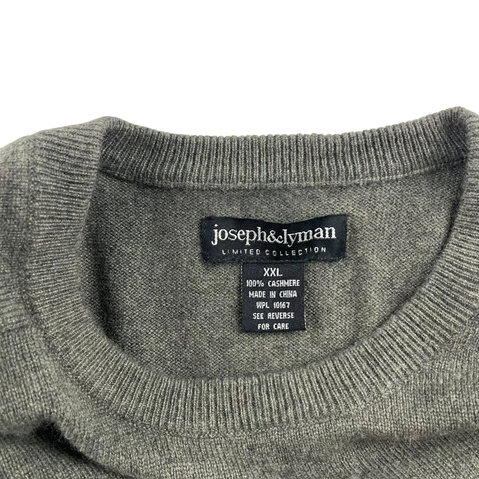 Suéter Joseph & Lyman Para Hombre 100% Cachemira Cuello Redondo Gris • 2XL Foto 3 de 4