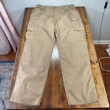5 11 Tactical Pants Mens 38x33 Brown Cargo Workwear Pockets Elastic Waist