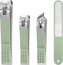 Nail Clipper Set 4 Pc Ultra Sharp Nail Clippers for Men Women Adult Toenail Gree