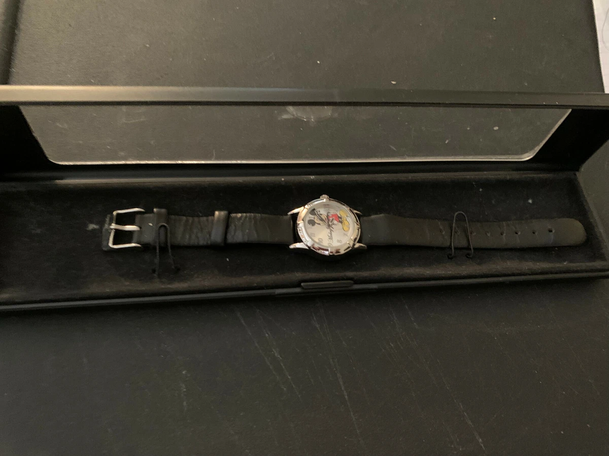 DISNEY MZ BERGER MICKEY MOUSE WATCH MCK193 BLACK LEATHER BAND NEW