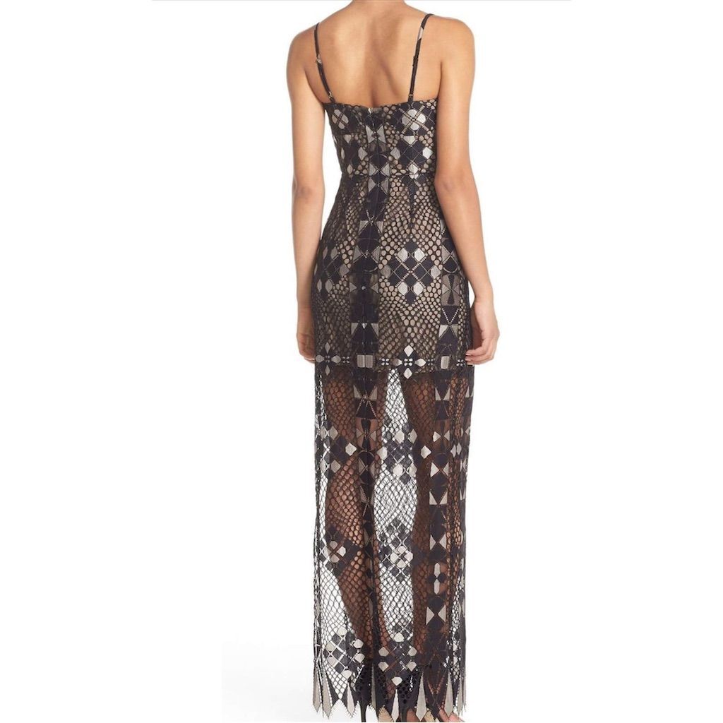 BCBG MAXAZRIA★Wave lace patchwork knitted dress BC22 NEW BCBG MAX AZRIA DARK INK COMBO WILLA LACE DRESS ZMK6X607