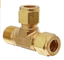 3/8" Tube x 3/8" Tube x 1/4" MNPT Brass Male Run Tee Parker A-Lok 6MRT4N-B