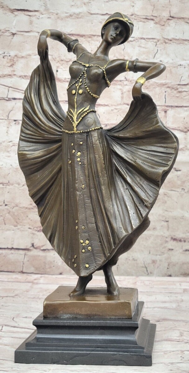 Handcrafted Bronze Art Deco Statue | Striking Home Decor Accent | Chiparus  Sale