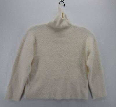 Zara Sweater Girls White Fuzzy Fleece Pullover Turtleneck Soft Preppy  Youth