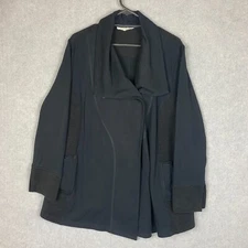 Virtuelle Jacket Womens Small Navy Blue Asymmetrical Collared Viscose Stretch