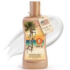 Sunscreen Tanning Lotion - SPF 8, PABA, Paraben, Gluten  Cruelty Free, Antio...