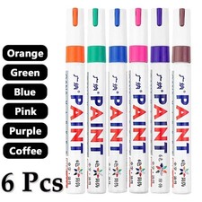6Pcs Waterproof Permanent Paint Marker Pen For Car Tyre Tire Tread Rubber Metal