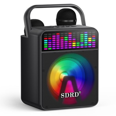 Karaoke Machine 2 Wireless Mics Bluetooth Rechargeable Portable SD-512 SDRD Loud