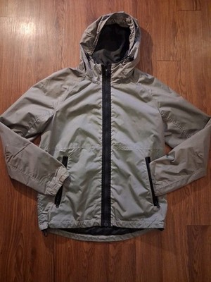 American Eagle Outfitters Men's Windbreaker Jacket Gray Small Hooded Full Zip