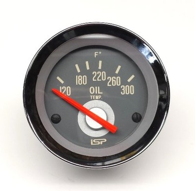 VW TYPE ISP 3 SERIES GREY RED 300° OIL TEMP GAUGE 2-1/16 BUG BUS GHIA FASTBACK