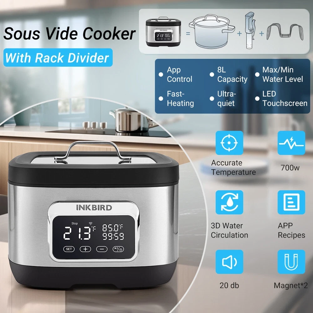 WiFi Electrics Slow Cooker Sous Vide Circulation With Lid Lock Rack Divider CF
Opens in a new window