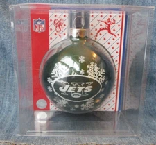 SNOWFLAKE NEW YORK JETS Vintage GLASS Christmas Tree Ornament Topperscot NFL BX