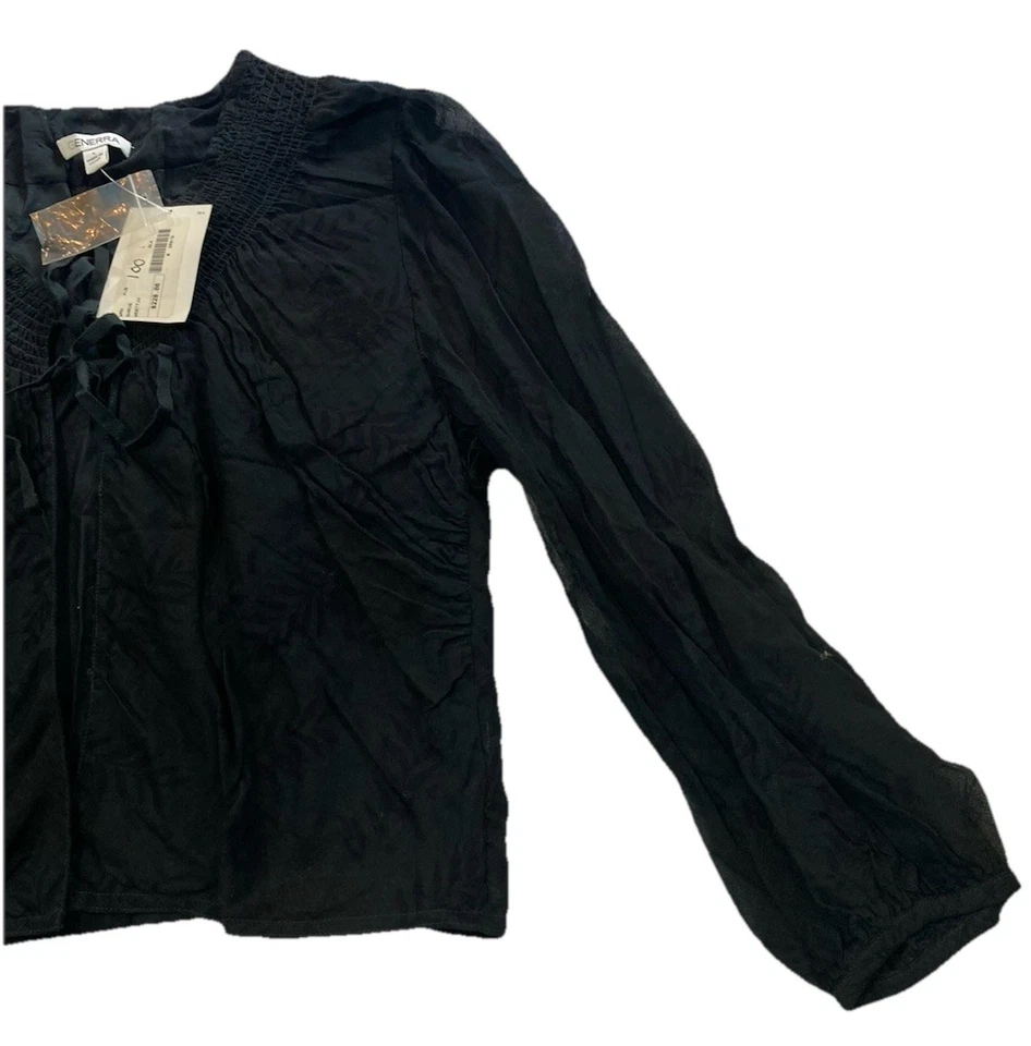 Generra женщин простыня длинным рукавом блузка богемный романтический со сборками декольте - Изображение 4 из 4