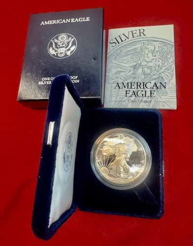 1994 P American Silver Proof Eagle Liberty 1 Troy Oz .999 Fine Silver In Box COA