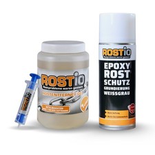 Rostio Rostentferner Gel 1 Liter + Epoxy EP Rostschutz-Grundierung Rostumwandler