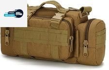 (Khaki) Outdoor Military Tactical Waist Bag Camping Shoulder Chest Bag Fanny Pac