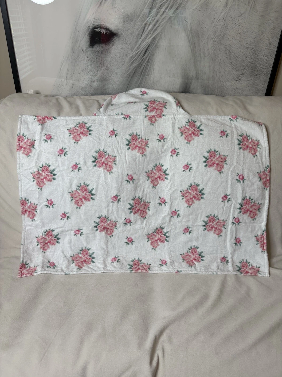 pottery barn LoveShackFancy Baby Hooded Towel 23x34 “Myla” Monogram On Hood