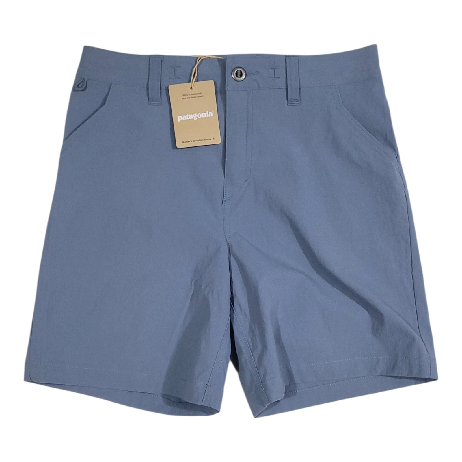 Patagonia Quandary Shorts Women's 4 Utility Blue Stretch Nylon Hiking 7" NEW