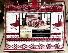 Max Studio Christmas FAIR ISLE Cotton Reversible Quilt - FULL/QUEEN (86" X 92")
