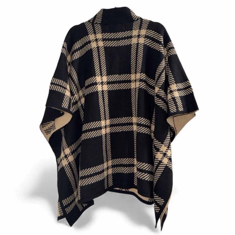 Capa a cuadros negra y tostada elegante con botones dorados nueva sin etiquetas Foto 3 de 4