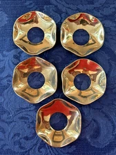Brass Candle Bobeche Collars Wax Catcher Wavy Lot of 5 Made in India 2.5"