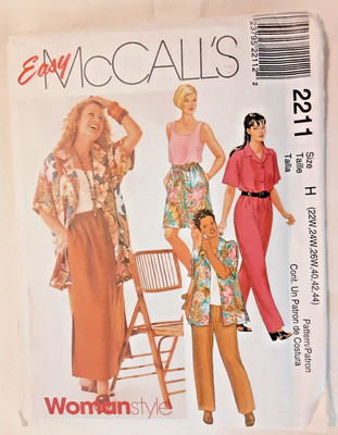 Vintage McCall's Pattern 2211 Womans' Shirt Top Pants or Shorts Sewing Project H