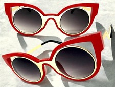 Classic Funky Vintage Retro Cat Eye Party Club Raver SUNGLASSES Unique Red Frame