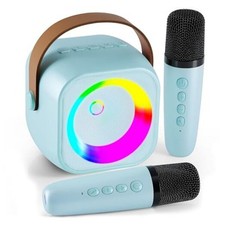 Karaoke Machine, Portable Bluetooth Speaker with 2 Wireless Blue 2 Mics
