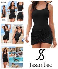 Womens Swimdress Swimsuit Swimming Costume Size M Control Ruched Modest Slimming