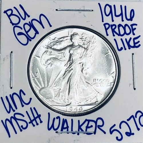 1946 BU UNCIRCULATED WALKING LIBERTY SILVER HALF DOLLAR AUTHENTIC U.S. MINT 5272