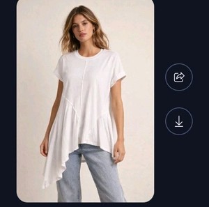 Free People Oversized White Blouse Size S Asymmetric 100% Cotton