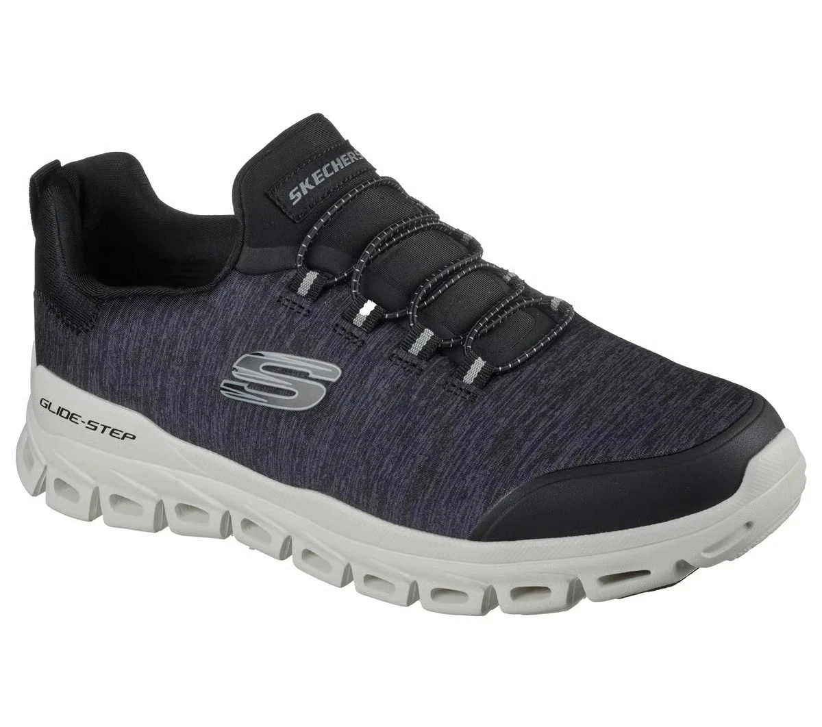 Wide Fit Skechers Shoe Mens Black Slip On Comfort Sport Glide Memory Foam 233013