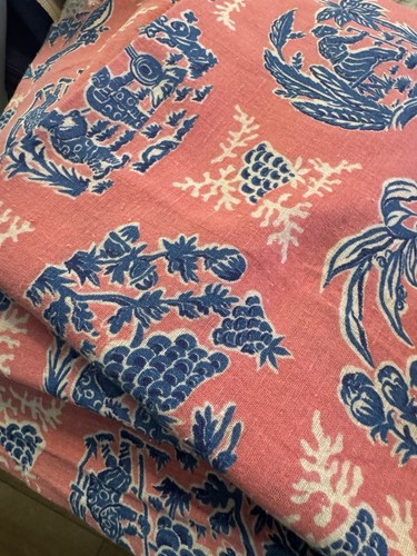Vintage Full Opened Feedsack 35 x 40 Pink & Blue Asian Print Children 3 Avail - Bild 2 von 13