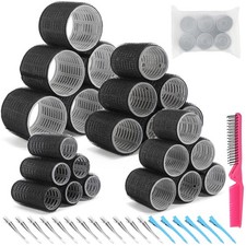 Self Grip Hair Rollers Set for Long Thick Hair Curlers with 18 Extra-Large Clips