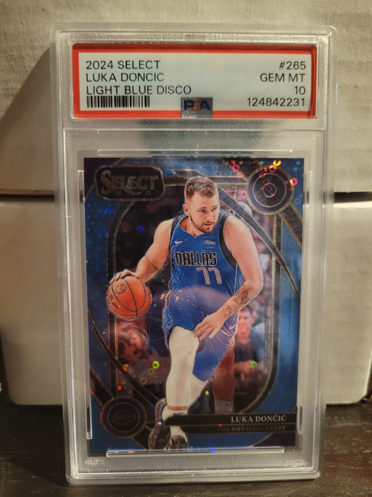 2024-25 Panini Select Luka Doncic Courtside Light Blue Disco Prizm /99 PSA 10