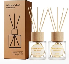 Reed Diffuser Set, Lavender & Vanilla Natural Scent Oil Diffusers with Sticks f