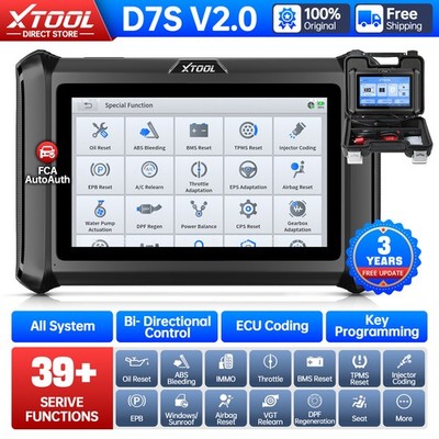 2026 XTOOL D7S V2.0 OBD2 Diagnostic Scanner Tool All System 39+Services Coding