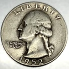 1952 S Washington 90% Silver Quarter Circulated Condition 25c US Coin - 2860