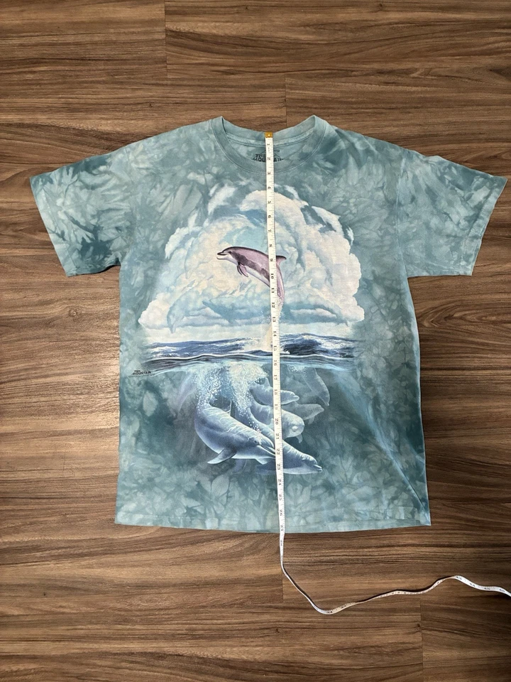 Camiseta The Mountain Dolphin Azul Tie-Dye Unisex M Vintage - Imagen 2 de 4