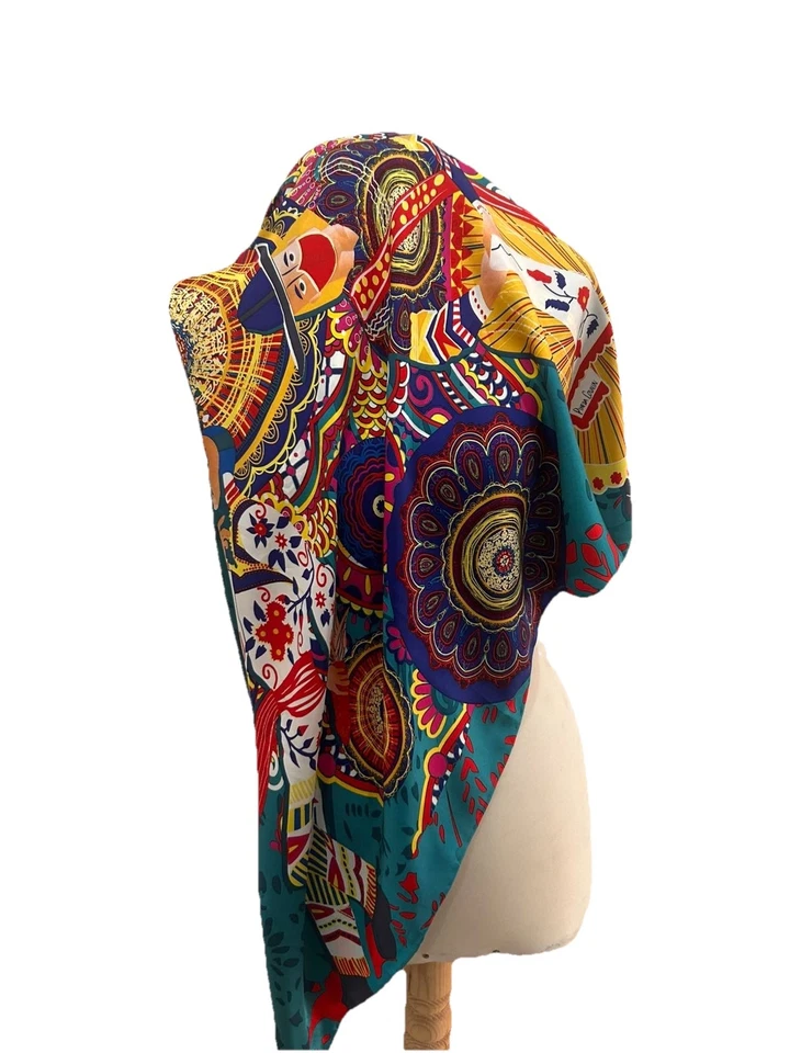 S26#Pineda Covalin Multicolor Silk Shawl 42/41 Inch - Image 2 of 4