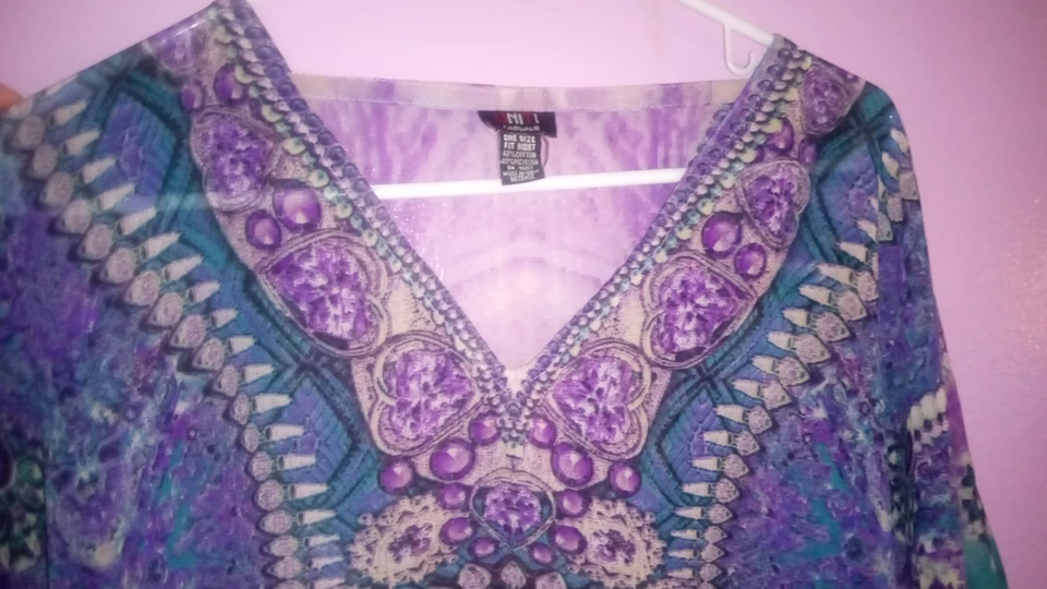 Uniti Kaftan Womens Floral Kimono One Size 3x-5x Plus, Satin Boho  - Image 3 of 4