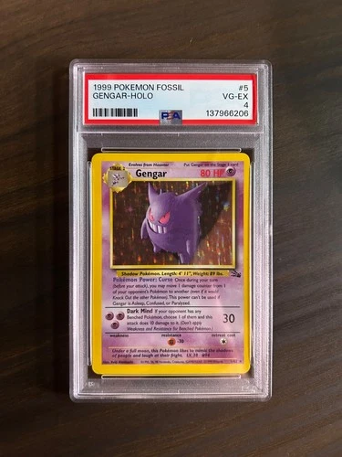 Gengar 5/62 Fossil Pokemon 1999 Holo Holographic VG-EX PSA 4
