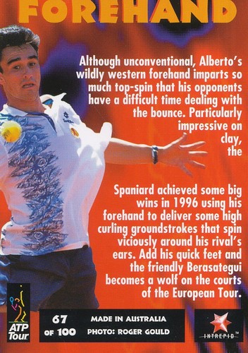 067 BERASATEGUI # ESPANA TENNIS CARD INTREPID BLITZ ATP TOUR WORLDWIDE 1997 - Picture 2 of 2
