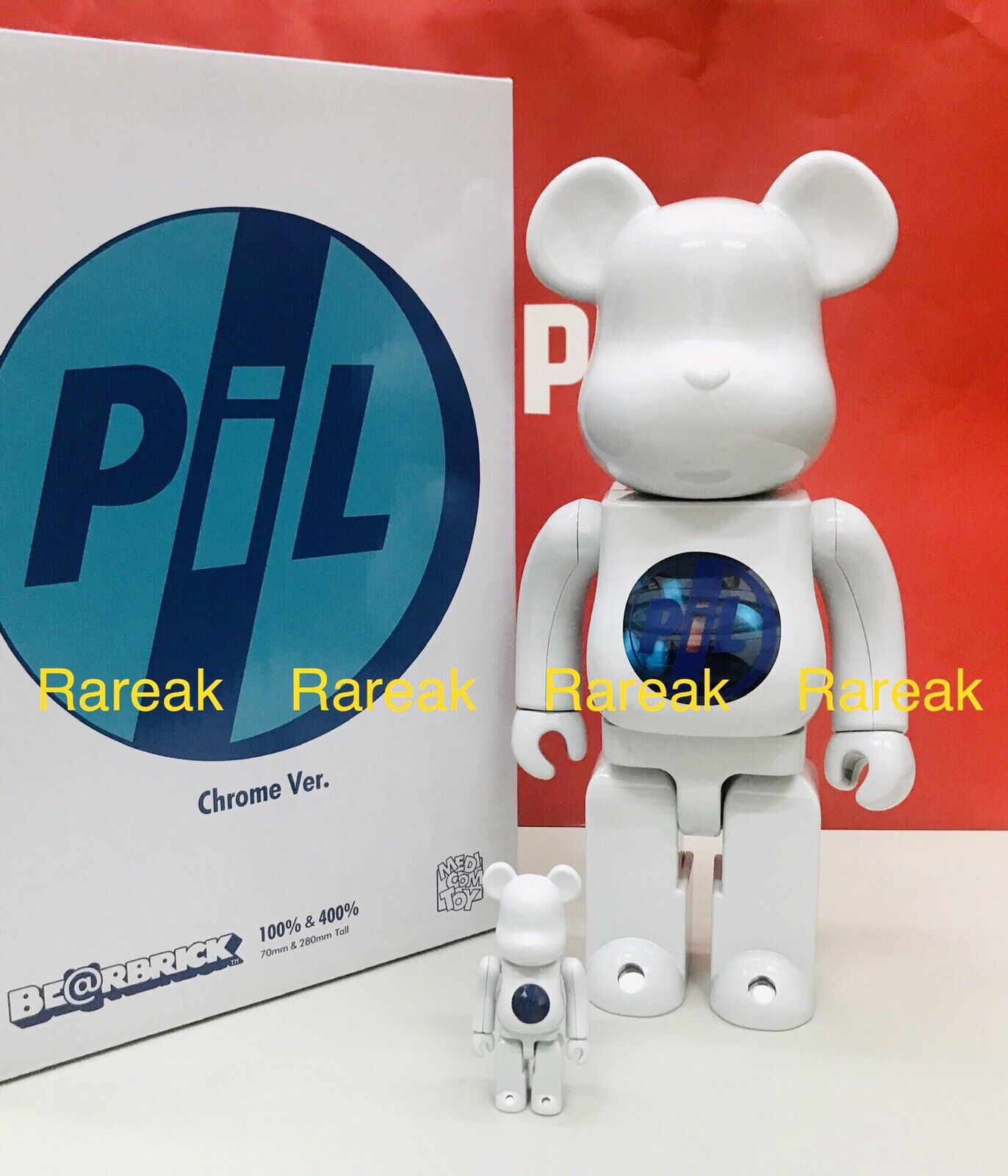 Medicom Bearbrick 2022 PiL Official White Chrome ver. 400% + 100% be@rbrick  set