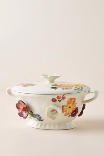 NWT Anthropologie Nathalie Lete Titania Floral Lidded Serving Bowl Tureen 3D New - Imagen 1 de 3