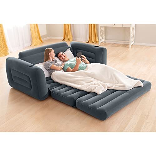 Intex Queen Sofa Grey Versatile Pull Out Bed Inflatable Comfortable Lounge - Picture 10 of 10