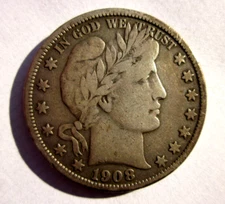 1908-S BARBER HALF DOLLAR 50C SAN FRANCISCO MINT NICE BETTER DATE COLLECTOR COIN
